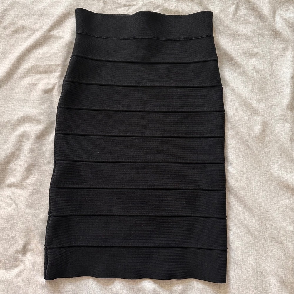 BCBGMAXAZRIA Alexa Black Bandage Skirt High Waisted Bodycon LHL3C521 Small
